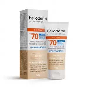 Protetor Solar Facial com Cor Bege Claro FPS 70 Helioderm Caixa 50g